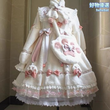 【毛絨加厚暴力】Lolita裙撐 OP連衣裙 洛麗塔裙 公主裙 小奶裙 秋冬內搭 日常穿搭 加絨保暖 甜美少女風