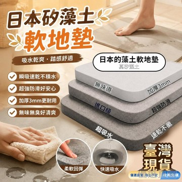 🚀臺灣直出現發🚀日本矽藻土軟地墊 軟式矽藻土地墊 珪藻土地墊 硅藻土地墊 矽藻泥地墊 腳踏墊 浴室衛生間吸