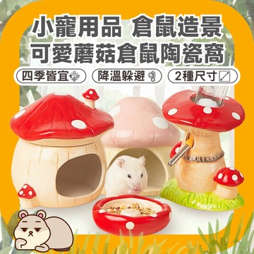 鼠鼠 小寵用品 蘑菇倉鼠陶瓷窩 倉鼠窩 倉鼠陶瓷窩 倉鼠造景 倉鼠散熱 倉鼠食盆 倉鼠水壺架 黃金鼠窩