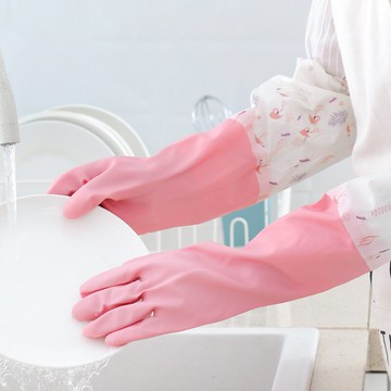 廚房冬季清潔洗衣服的家務防凍保暖橡膠洗碗刷完加絨手套加厚防水