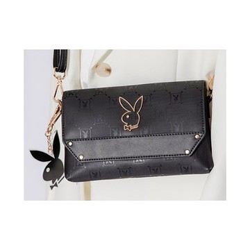 PLAYBOY - 翻蓋斜背包 Brilliant系列 - 悠遊卡吊飾 - 黑色