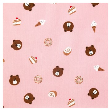 Shueshueroom 小熊圖案20支棉布料  1件  180 x 110cm  粉色