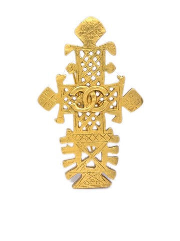 CHANEL Pre-Owned - 1994 CC cross brooch - women - Gold Plated - One Size
