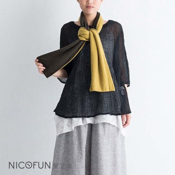 【NicoFun 愛定做】100% cashmere 真羊絨 雙色圍巾披肩 輕盈保暖 多種穿法 秋冬 背心 寬圍巾 披巾