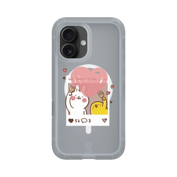 iPhone 16 AirX 流變灰 - 懶散兔與啾先生 Lazy Rabbit and Mr.Chu - Send heart