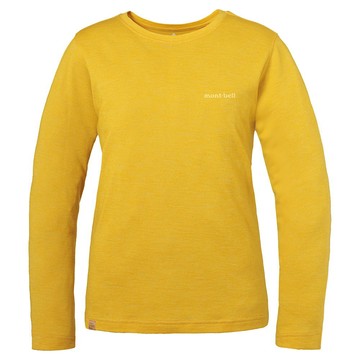 ├登山樂┤日本 mont-bell MW PLUS LIGHT L/S T 女款美麗諾羊毛長T 黃 # 1114607YL