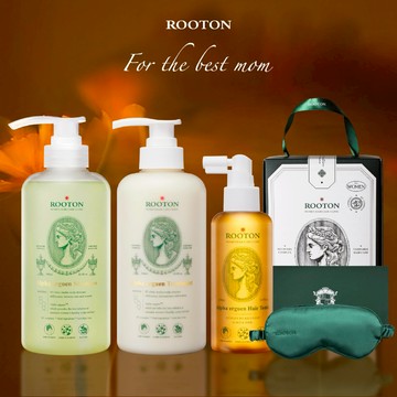 快速出貨【ROOTON】媽咪辛苦了！甦活植萃洗髮精500ml+甦活植萃護髮素500ml+甦活植萃髮根噴霧150ml+眼罩禮盒+植萃手提禮盒