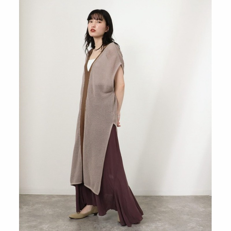 Salle De Bal Zozo限定 腰紐ベルト付きバイカラー ロングベスト Women トップス ベスト 通販 Lineポイント最大get Lineショッピング