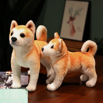 仿真秋田犬公仔毛絨玩具可愛棕色小狗柴犬玩偶布娃娃鈴鐺二哈士奇 送禮 禮物 擺件