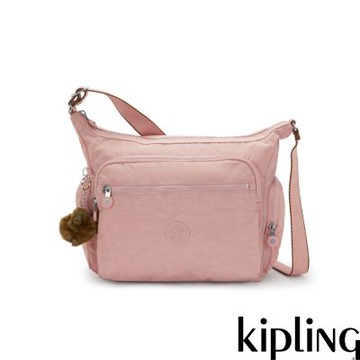 『牛角包』Kipling 珊瑚粉多袋實用側背包-GABBIE