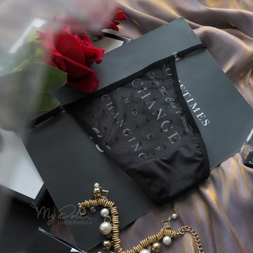 XL-6L 加大尺碼內褲【黑色格調】簡約裸透視三角褲 (黑色) MyDoll