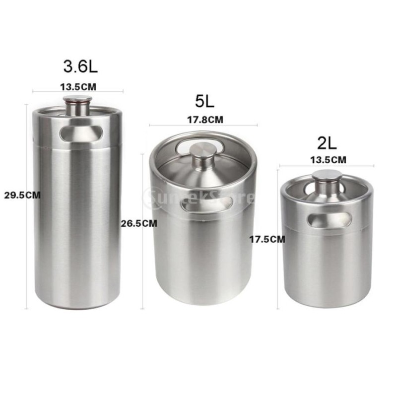 自家製用 ミニケグ Mini Keg 樽 2L + 5L 大容量 ステンレス製 ビール用 シリンダー ダブルハンドル ディスペンサー付き |  LINEブランドカタログ