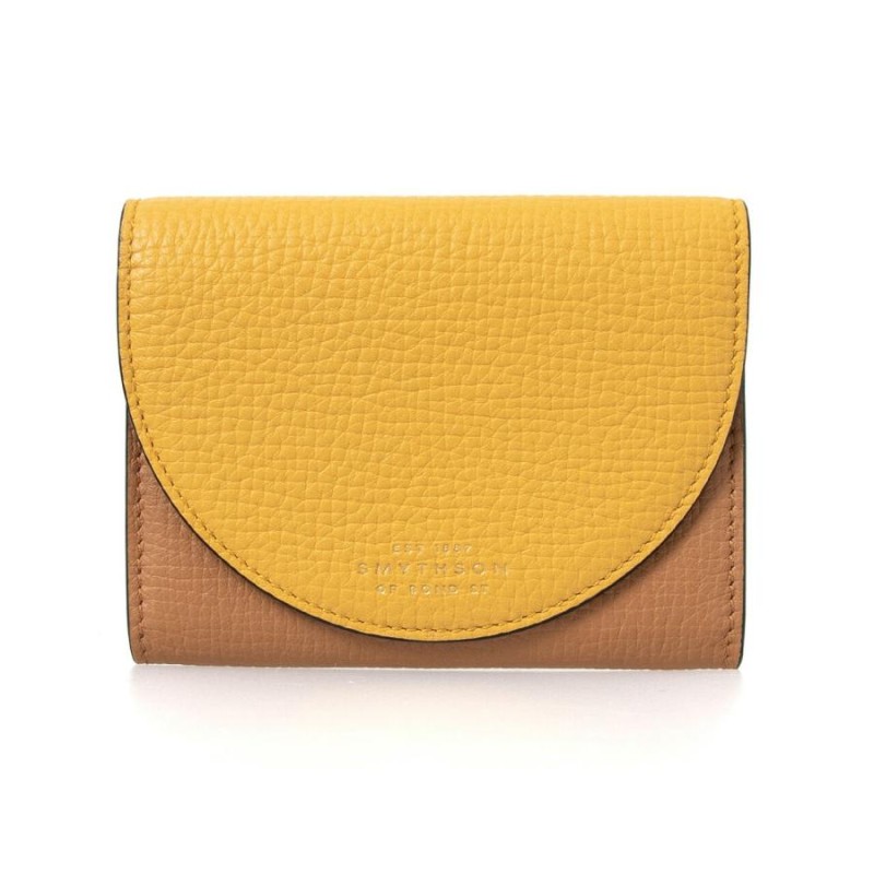 スマイソン SMYTHSON 財布 レディース 二つ折り財布 サンドイエロー×ローズトフィーブラウン LUDLOW MOON SMALL PURSE  1026482 ROSE TOFFEE | LINEショッピング