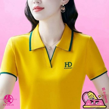 有碼數🔥夏季新款刺繡短袖上衣 休閒短袖T恤女 時尚翻領polo衫 寬鬆氣質顯瘦短袖上衣 GD優質