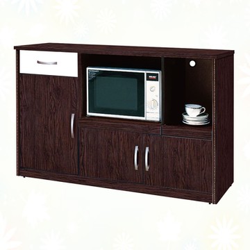 文創集 南亞塑鋼 古爾多彩4.2尺雙托盤三開門單抽屜餐櫃/電器櫃(二色可選)-126.1x42.8x111.6cm免組