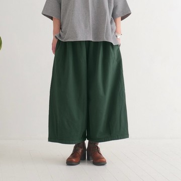 圓潤廓形・百搭各種造型・大人感自然素色・燈籠寬褲・綠色・d-pn506A