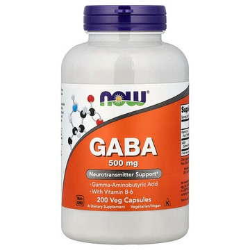 NOW Foods, 含維生素 B-6 的 GABA，200 粒素食膠囊