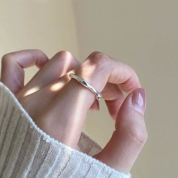通體925純銀不規則凹凸面戒指女小眾設計ins百搭開口可調節食指環