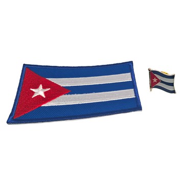 A-ONE 匯旺 古巴國旗刺繡+國旗別針套裝 DIY國旗刺繡徽章 8x5cm 台灣製  彩色  1組