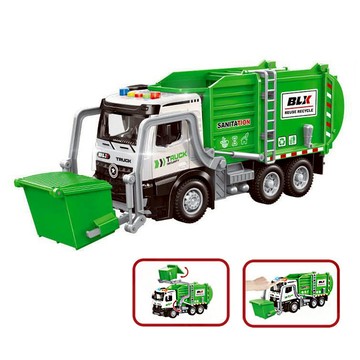 【Hi-toys】趣味聲光會說故事慣性摩輪環衞車/環保垃圾車(附回收桶/車門後門可開)