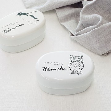 Blanche. 2 格橢圓形午餐盒 410ml Bentobox 兒童學校日本製造