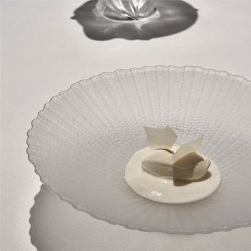 創意法餐位上磨砂玻璃斗笠盤西餐廳分子料理碗冷菜碗沙拉碗高檔