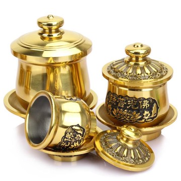 佛教用品佛具黃銅圣水杯進寶供杯財神杯關公供酒杯