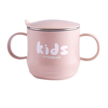 Ti-living 純鈦抗菌兒童-學習雙手柄杯 250ml-粉
