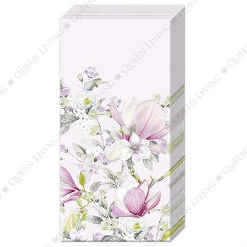 德國 IHR-21*21cm紙手帕-浪漫玉蘭花淺玫瑰