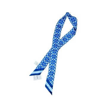 [平輸版] 【COACH】青花藍經典C LOGO印花窄版領巾/絲巾 (125 x 5CM) 真品平輸