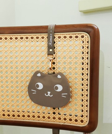圓鼓鼓貓咪輕量尼龍字母織帶鑰匙圈萬用包-栗子糖-小黑貓系列(BB96332-34)