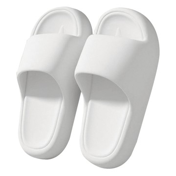 超厚造型踩屎感拚色EVA軟底防滑耐磨拖鞋 60D高回彈海綿 加厚鞋底  白色