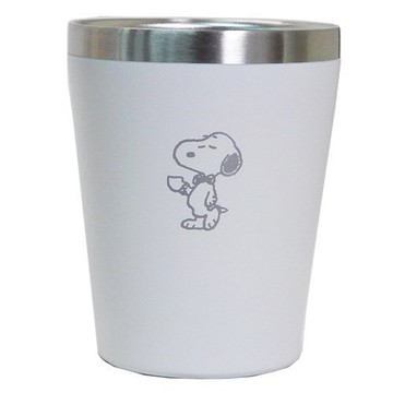 大賀屋 日貨 史努比 不銹鋼杯 白 保溫杯 保冷杯 不鏽鋼 330ml 餐具 禮品 史奴比 正版 L00010927