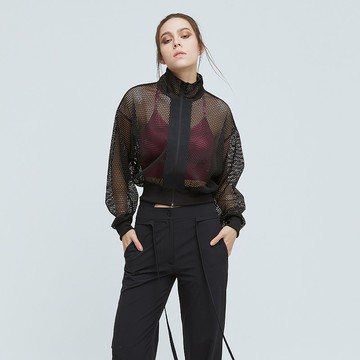 Cozee-透視網眼造型外套(女)-烏黑