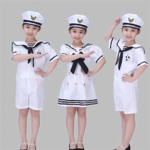 二枚送料無料 キッズダンス衣装セーラー風ワンピース男の子女の子海軍服セーラーｔシャツ ショートパンツダンス衣装ステージ衣装 帽子 通販 Lineポイント最大1 0 Get Lineショッピング