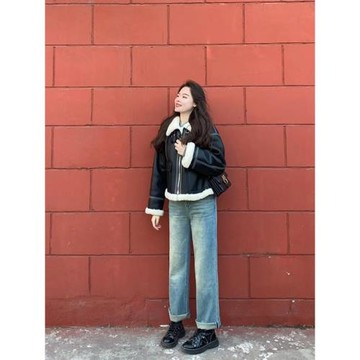 加絨加厚皮衣外套女冬季高級感小個子皮毛一體夾克酷颯風機車上衣