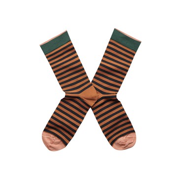 法國Bonne Maison Caramel Stripe復古大地條紋中統襪CA6-01