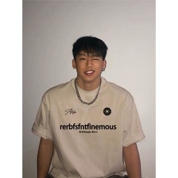 HIP潮牌美式重磅t恤男生短袖夏季新款休閑運動寬松純棉卡其色上衣