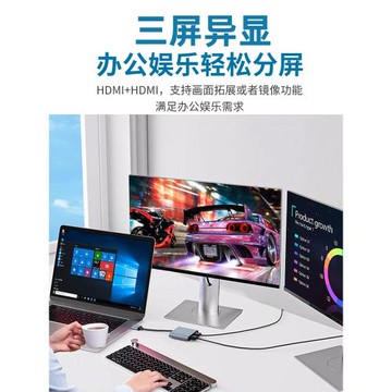 科樂多五屏異顯視頻轉換器適用蘋果typec筆記本usb轉hdmi顯示器四屏多屏臺式機電腦雙屏顯卡分屏器橫豎屏切換
