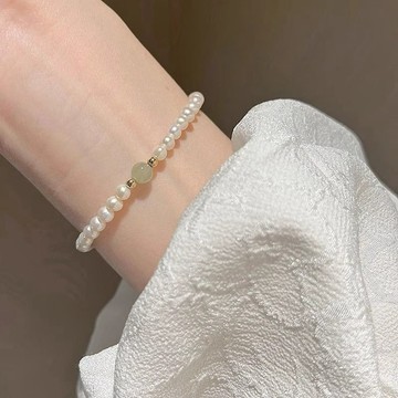 免運🔮極細珍珠手鍊女ins小衆設計高級感新款手串送閨蜜生日禮物銀飾 手鍊 可調整手鍊 首飾 飾品 手鏈 手鐲 手環