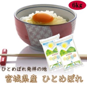 新米 ◆令和5年産◆ 米 6kg 送料無料 宮城県産 ひとめぼれ 精米 [白米] 6kg (3kg×2)  デザインポリ袋仕様