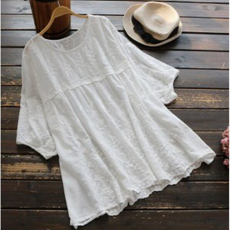 森ガール風エチュニック半袖シャツ スニック風ナチュラル ブラウス フレアワンピ花柄刺繍エレガント七分袖トップス七分袖ｔシャツ 通販 Lineポイント最大1 0 Get Lineショッピング