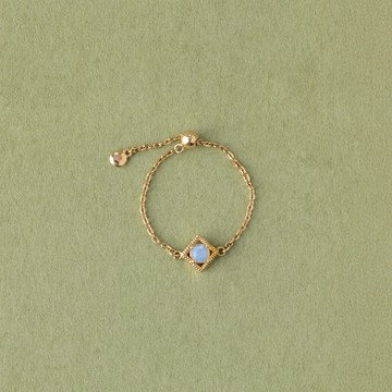 【 ARTE WHITE 】K10 菱框蛋白石鍊戒