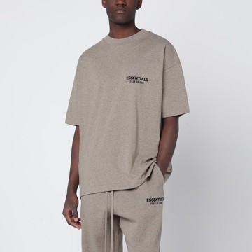 Grey mélange T-shirt with logo print