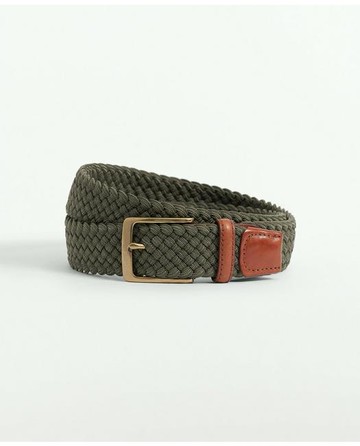 Brooks Brothers Men's Stretch Braided Belt | Olive | Size 2XL