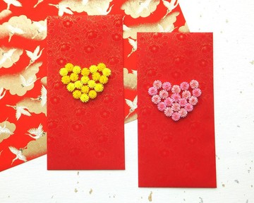 手作捲紙紅包袋-心意滿滿 愛心紅包袋 一組兩入