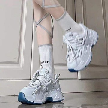趙露思同款老爹鞋女ins潮2025年冬季灰色運動鞋厚底耐臟薄款女鞋