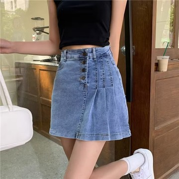 牛仔短裙女2023年夏季新款高腰顯瘦小個子a字包臀裙半身裙子裙