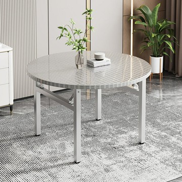 ??快速出貨?? 公司貨 不銹鋼餐桌可折疊圓桌餐廳大排檔戶外野營用桌子小方桌圓臺飯桌