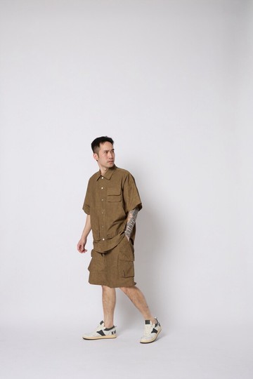 短襯衫-紮染工裝短襯衫004zx21共2色rfd